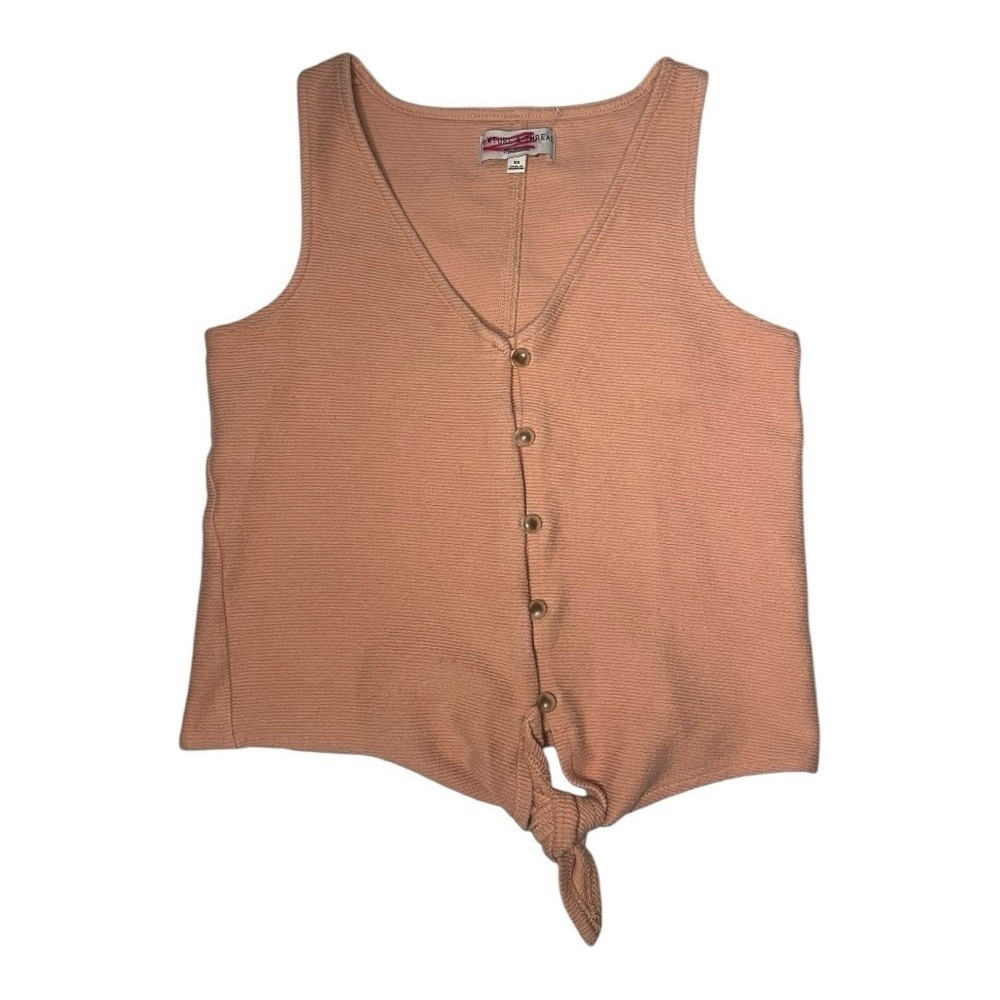 Madewell Blush Pink Button Front Tie Tank Top XS Minimalist Summer - Picture 2 of 9